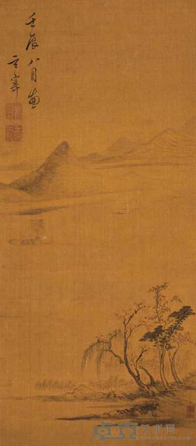 董其昌（款） 山水 立轴 54×24cm